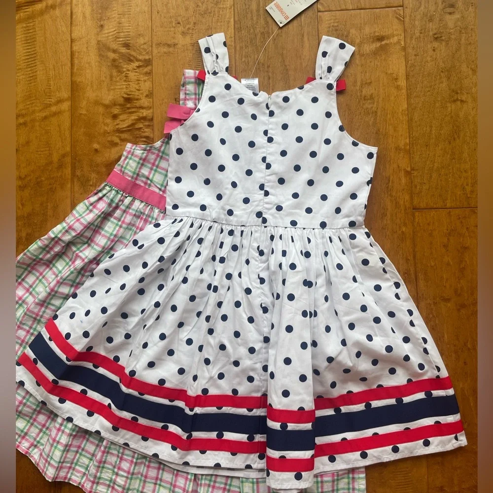 Bundle 2 NWT Gymboree girl dress sundress cotton sz 6 plaid polka empire waist